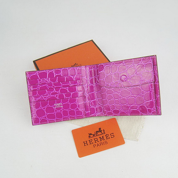 Cheap Replica Hermes Peach Crocodile Veins Bi-Fold Wallet H014 - Click Image to Close